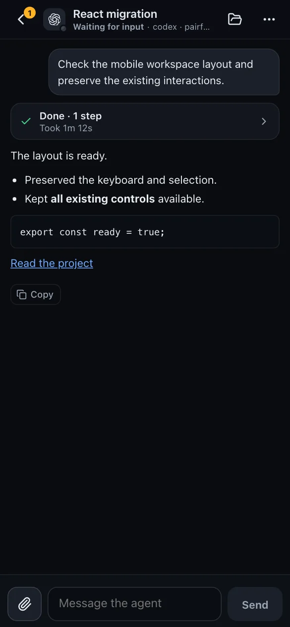 Chat mode with the run steps and the reply